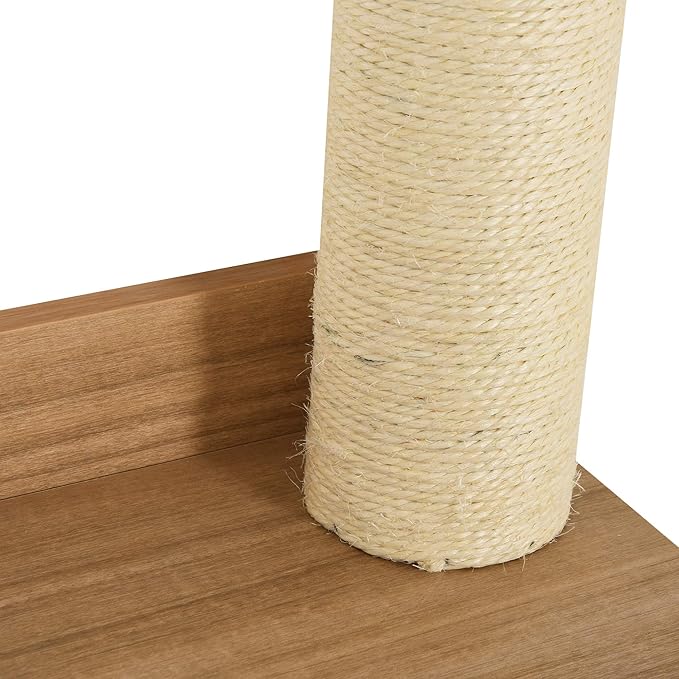 PawHut Wall-Mounted Multi-Level Cat Tree Activity Tower with Sisal-Covered Scratching Posts & an Interior Condo Area