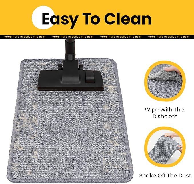 Extra Large Cat Scratcher Mat (27.5" x 35.4"), Natural Sisal Cat Scratching Pad for Indoor Cats, Mess-Free Cat Scratch Rug & Cardboard Alternative, Couch & Furniture Protector