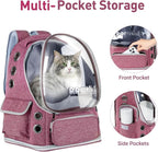 Pawstrip Cat Backpack Carrier with Large Space Bubble Window, Airline Approved Breathable Pet Carrier for Small Dogs Cats up to 15lbs, Foldable for Travel Hiking & Outdoor Use