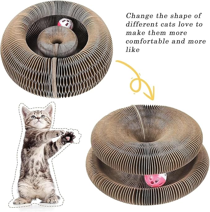 Kitty Curlz, Kitty Curlz Cat Toy, Magic Organ Cat Scratching Board, Snufflepaw Accordion for Cats, Interactive Scratch Pad, Recyclable Cat Scratcher.