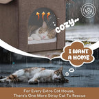 Outdoor Cat House Weatherproof, Insulated Cat Houses for Outdoor/Indoor Cats for Winter, Waterproof Feral Stray Cat Shelter with Door Curtain and Warm Cushion, Easy to Assemble, Brown