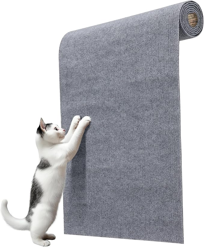 Navaris Scratch Mat Roll - Adhesive DIY Climbing Cat Scratcher for Furniture - Cut to Fit Cat Couch & Wall Scratchers for Indoor Cats - Self-Adhesive Scratching Carpet Pad - Gray