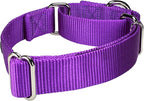Mikivery Martingale Dog Collar Nylon Adjustable and Safety Training Colourful Comfortable Metal Buckle Pet Collars for Small Medium and Large Dogs(Purple 1,M)