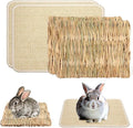 4 Pcs Rabbit Scratcher Mat, Rabbit Grass Mats for Rabbits Cage Accessories, Natural Sisal Cat Rabbit Scratching Pad, Natural Hay Woven Bed Mat for Bunny Cats Guinea Pig