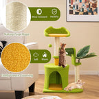 PETSITE Palm Cute Cat Tree, 31 Inches Tall with Sisal Scratching Posts, Condo, Dangling Ball, and Self Groomer, Ideal for Indoor Small & Medium Cats (19 x 13 x 31 inches)
