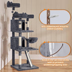 Topeakmart Large Cat Tower Cat Tree with Caves Condos, Platforms Scratching Board & Scratching Posts as Cat Activity Center, Pet Play House