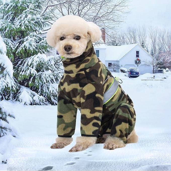 Dog Coats for Small Medium Dogs, Polar Fleece Pajamas Bodysuit, Winter Jacket Sweater Vest, Four-Legged Warm Clothes