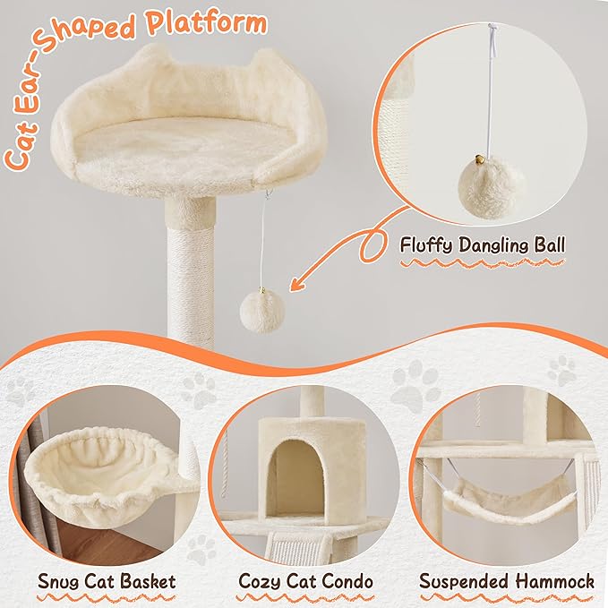 Topeakmart Cat Tower for Indoor Cats 63.5inch, Cat Furniture Condo with Scratching Posts as Kitten Activity Center