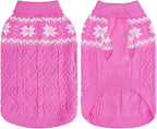 Warm Winter Pink Dog Sweater - Cold Weather Pet Clothes for Small Medium Large Dogs Indoor Outdoor, Soft Classic Knit Puppy Apparel Coat, Pink, XL