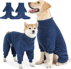 Dog Winter Coat, Warm Fleece Dog Jacket, Windproof Pullover Jumpsuit, Full Body Pajamas Onesie, Cold Weather Clothes for Medium Large Dog(XL,NavyBlue)