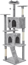 Topeakmart Cat Tree, 80-Inch Cat Tower Cat Condo with Scratching Posts, Padded Perches and Ladder, Cat Stand House Furniture, Light Gray