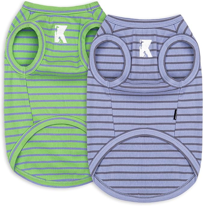 Koneseve Dog Shirts 2 Pack Breathable Sleeveless Vest, Stretchy & Soft, Purple & Vivid Green, Size M