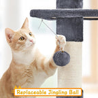 Yaheetech Cat Tree, Floor to Ceiling Cat Tower for Large Cats, 89-104.5in Height Adjustable Tall Climbing Tree w/Scratching Posts, Condo and Perches, Dark Gray