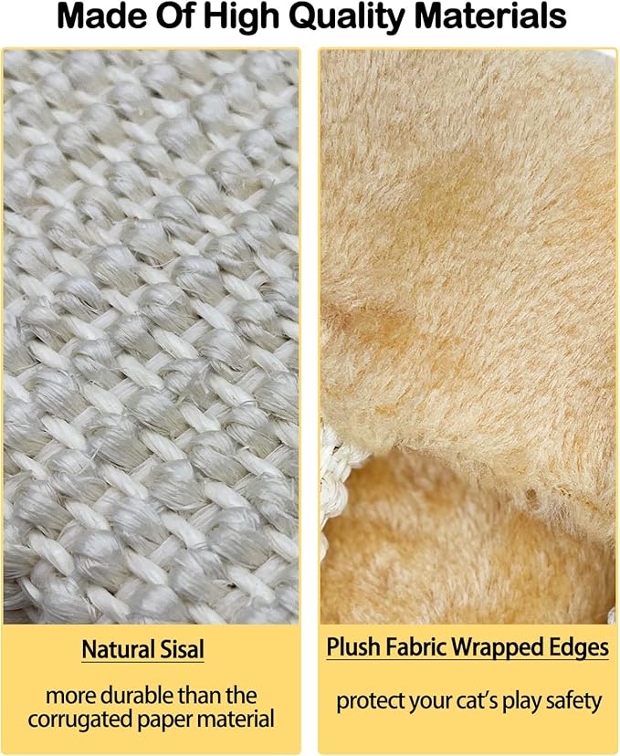 VCEPJH Cat Corner Scratcher, 2 Pack Natural Sisal Wall Mounted Scratching Boards Kitty Scratch Pads for Indoor Cats Resistant Furniture Protector for Door Sofa Couch