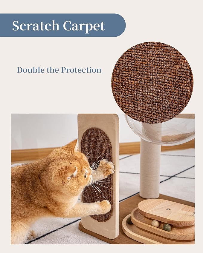 Modern Cat Tree for Large Cats, Modern Cat Tree Tower with Wide Shelves Cotton Scratching Posts, Super Sturdy Base, Cozy Perches, and Interactive Toys for Indoor Kittens 31-Inch