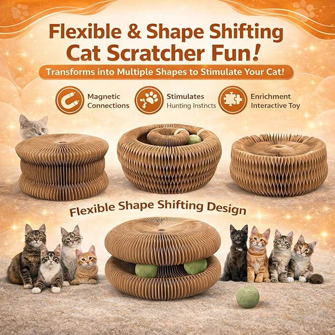 New Mint Ball Cat Scratching Board Toy, Upgrade Magnetic Interactive Kitty Toy, Shape Shifting Cardboard Cats Toys for Entertaining, Magic Organ Cat Scratcher Pads for Indoor Cats (1 pcs)