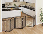 Folding No-Assembly Freestanding Dog Gate with Door,32" Heights Foldable Pet Fence,144" Extra Wide Accordion Puppy Folding Playpen for Doorways,House,Stairs (6 Panels,Black)