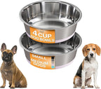 Neater Pet Brands Stainless Steel Dog Bowls with Non-Slip Rubber Bottom – Set of 2, 4 Cup (32 oz), Pink - Heavy Duty Metal Dog Bowl, Dishwasher Safe, Food or Water Bowl, Ideal for Medium Dogs