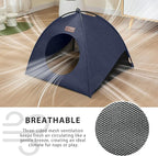 Pop-up Cat Tent Indoor Outdoor, Waterproof Cat House with Removable Cushion for All Seasons, Portable Pyramid Cat Cave Bed for Cats & Small Dogs, No Assembly Folding Pet Tent,18.9x18.9x15.4, Blue