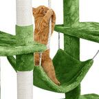 Topeakmart 63in Cat Tree Cat Climbing Tower, Cat Activity Center w/Scratching Post Cozy Condo House Spacious Platform for Indoor Cats, Green