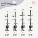 PETEPELA Floor to Ceiling Cat Tree[83"-108"], Cat Tower 5 Levels, Height Adjustable, Cat Scratching Post with Top Perches and Spacious Condo for Large Indoor Cats, Dark Grey