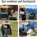 Cat Backpack Carrier for Small Dogs and Medium cat Puppy Kitten Bunny Pet Carrier Backpack Collapsible with Fully Ventilated Mesh with Safety Leash (DarkGreen, 12.9" L x 10.62" W x 15.5" H - M)