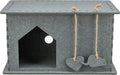 TRIXIE Lene Felt Cat Condo - Indoor Cat Furniture - Small Hideaway Cave with Hanging Toy and Jute Scratching Pads - Gray