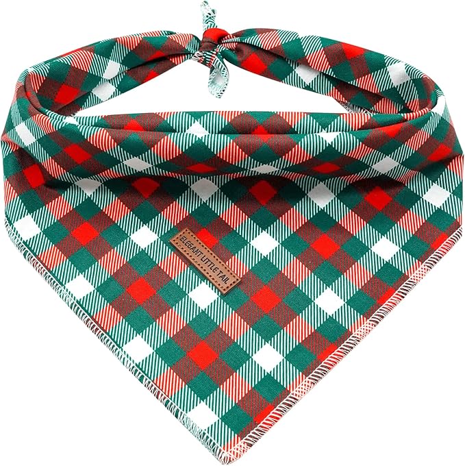 Elegant little tail Christmas Dog Bandana, Holiday Girl Boy Dog Bandanas for Small Medium Large Soft Dogs Washable Square Dog Scarf Adjustable Dog Kerchief
