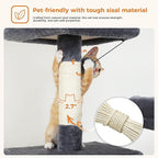 PAWZ Road Large Cat Tower, 70 Inches Tall Cat Tree with 2 Cozy Condos, 2 Plush Perch, Large Basket, 2 Scraching Pad & 6 Scraching Posts for Indoor Cats Adult, Dark Gray