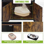 GarveeHome Cat Tree with Litter Box Enclosure 57.5 in H Wooden Cat Tower Cabinet with Wheels Dog Proof Corner Hidden Litter Box with Condo, Hammock and Scratching Post Retro Brown