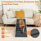 Clikuutory 2025 Upgraded Dog Ramp for Couch, 51.2" Foldable Small Dog Ramp for Bed, 5 Adjustable Height from 14" to 28", Portable Stable Pet Steps with Anti-Slip Carpet for Low Bed Couch Stairs, Wood