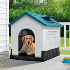 YITAHOME Dog House Outdoor Plastic Doghouse Water Resistant Pet House with Adjustable Skylight and Elevated Base for Small, Medium, and Large Dogs
