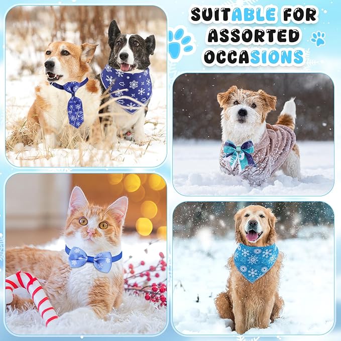 Reginary 120 Pcs Winter Dog Bandanas Bulk Dog Bows Set Bow Ties Cat Scarf Colorful Washable Triangle Pet Kerchief Cute Bib for Summer Small Medium Large Pets Grooming Accessories Costume