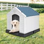ZENY Plastic Dog House - Waterproof Dog Kennel with Air Vents and Elevated Floor All Weather Indoor Outdoor Insulated Doghouse Puppy Shelter, Easy to Assemble