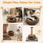 Magic Organ Cat Scratcher Cardboard, Interactive Scratch Cat Toy with Bell Ball, Foldable Scratching Board, Corrugated Cardboard Scratch Pad for Indoor Cats, Round(1PCS)