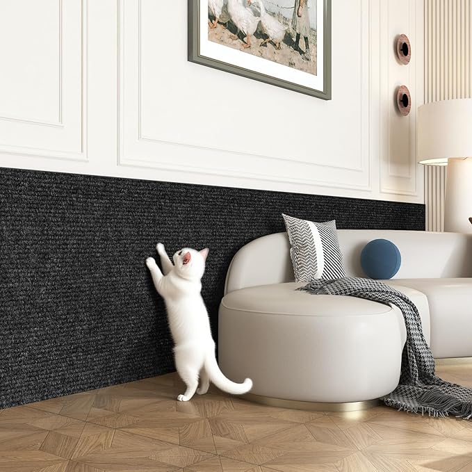 Yenhome 15.7"X160" Anti Scratch Furniture Protector from Cats Scratching Peel and Stick Black Cat Scratch Mat for Carpet Protector for Pets Durable Couch Protector from Cat Claws Wall Covering