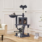 Yaheetech 54in Cat Tree, Multi-Level Cat Tower with Scratching Posts, Spacious Condo and Hammock, Ideal Activity Center for Indoor Kittens, Dark Gray