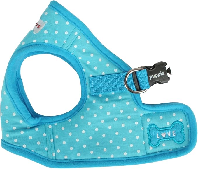 Puppia Dotty Step-in Vest Dog Harness No Pull No Choke Easy Wear Training Walking for Small Dog, Medium, Sky Blue