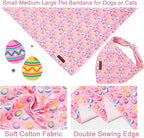 Easter Day Dog Bandana, UP URARA PUP Easter Eggs Triangle Bid Scarf for Medium Large Dogs, Cotton Kerchief for Girl Boy Puppies, Cute Spring Bunny Bandana,L