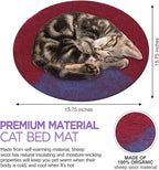 Cat Bed Mat Natural Merino Wool Cozy Large Carpet Pad for Pet Cats Kitty Small Dog House Warm Organic Sheep Wool Scratch Floor Mats Rug Bedding (Aqua Red, Large)