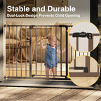 InnoTruth 29.5–49.75" Extra Wide Baby Gate for Stairs, 30" Tall Walk Through Dog Gate for Stairs & Doorways, Pressure-Mounted Safety Gate for Pets & Kids, Dual Lock & 2-Way Swing, Brown