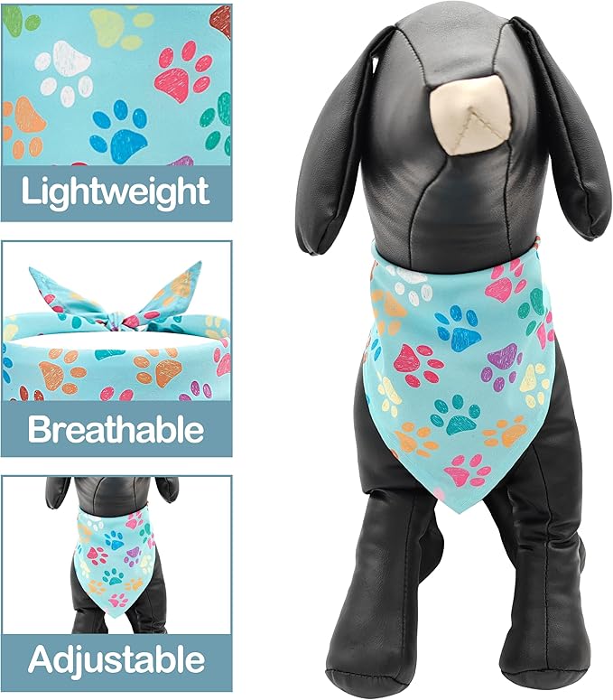 10PCS Small Dog Bandanas with Paw Print for XXS XS Small Dog Girl Boy in Red Blue Yellow Pink Purple White Black Green Scarves Grooming Accessories Costume