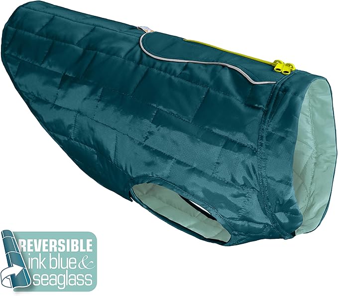 Kurgo Loft Dog Jacket - Reversible Cozy Coat for Outdoor Adventures - Water Resistant - Athletic Fit - Machine Washable Fabric - Reflective Dog Gear - Small - Ink Blue