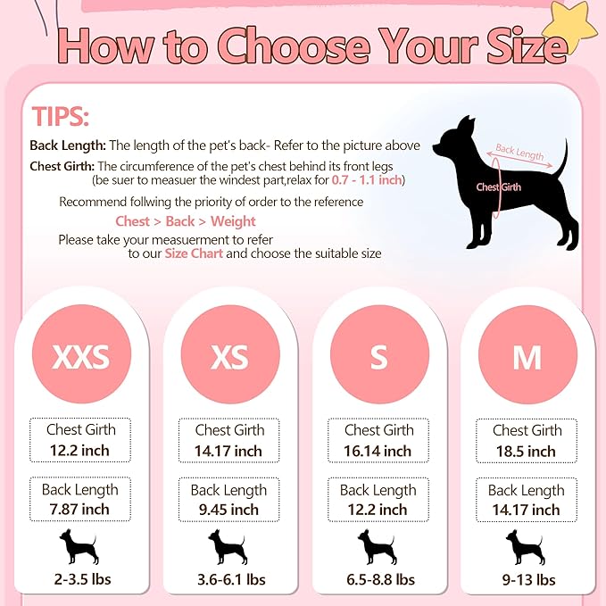3 Pieces Dog Clothes for Small Dogs Girl Summer Dog Shirts Cute Printed Puppy Tshirts Pet Outfits Apparel, Medium, Pink, Rose, Purple