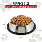 Loving Pets Stainless Steel Non-Tip Dog Bowl – Heavy Duty No Spill Dog Bowl with Removable Rubber Base – Durable, Non-Skid Stainless Steel Dog Food Bowl & Dog Water