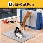 Cat Scratcher Mat,Natural Sisal Cat Scratch Pad with Hook&Loop Tape,Horizontal Floor Kitty Scratching Pads Rug for Indoor, Furniture Protector for Couch&Carpets&Sofas, Large, Grey, 2 Pack