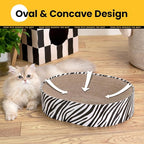 Oval Cat Scratcher Bed, 2-in-1 Cat Scratching Board, Natural Corrugated Cardboard Scratch Pad Lounge, Sealed Base Traps Debris,No Assembly Kitty Furniture,Stylish Colors Blends Any Home Decor