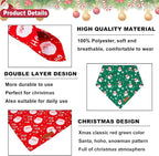ADOGGYGO Christmas Dog Bandanas, Snowman Santa Xmas Pet Scarf, Multi Size Offered, Red Green Christmas Bandana for Medium Large Dogs Pets (Large)
