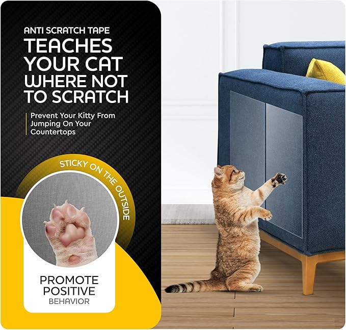 10-Pack Furniture Protectors From Cats Scratch, Couch Protector for Cats, Anti Cat Scratch Furniture Protector, Couch Guard for Cats - Sofa Corner Scratching Training Tape Deterrent Made In USA