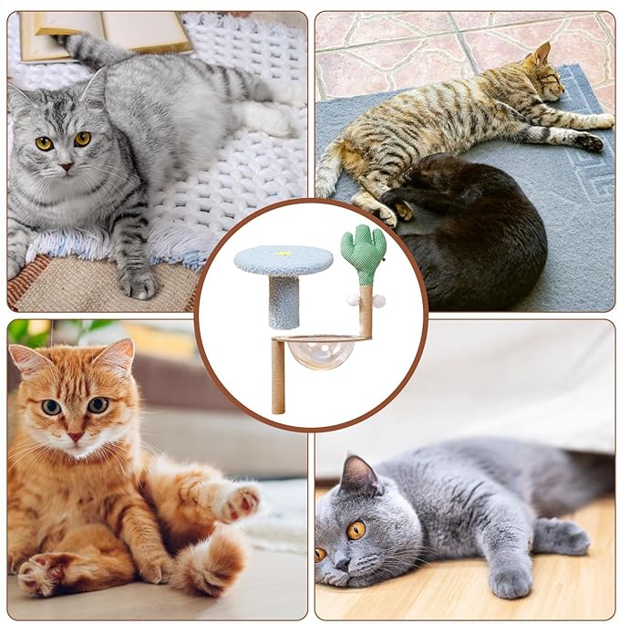 Cat Climbing Tree | Cactus Cat Tree Playhouse,Interactive Cat Tree Playhouse, Removable Cat Climber Stand with Space, Scratching Posts, Balls for Small Large Cats
